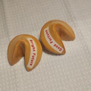 Pair of Ceramic Fortune Cookie Salt & Pepper Shakers